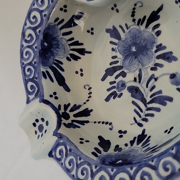 Ashtray Delfts Blue Netherlands Holland Cobalt Blue Floral Pottery - Picture 5 of 10